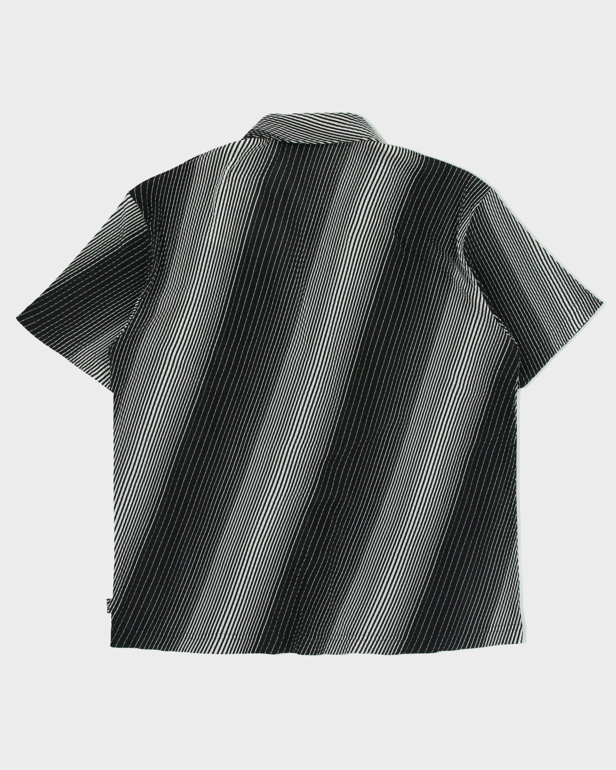 Vintage 1990s YMLA Striped Made In USA Striped Short Sleeve Fortuny Pleated Shirt - L