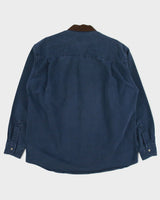 Vintage Y2K 00s Woolrich Navy Brushed Collar Long Sleeve Denim Shirt - L