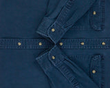 Vintage Y2K 00s Woolrich Navy Brushed Collar Long Sleeve Denim Shirt - L