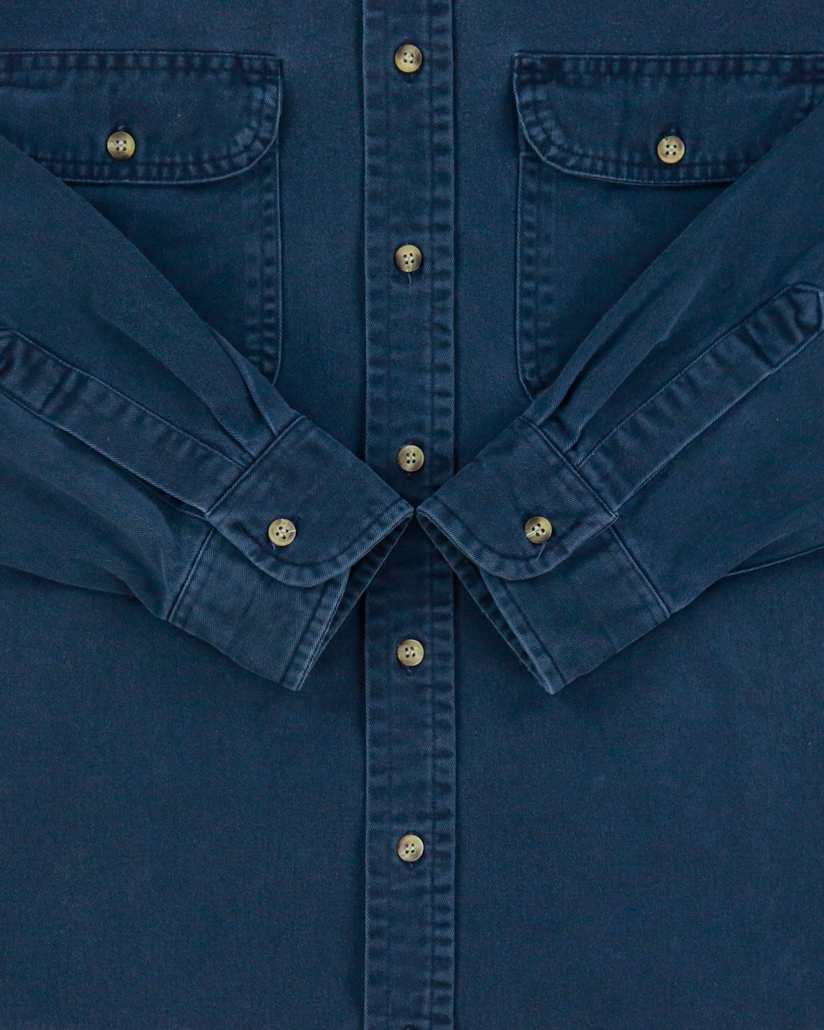 Vintage Y2K 00s Woolrich Navy Brushed Collar Long Sleeve Denim Shirt - L