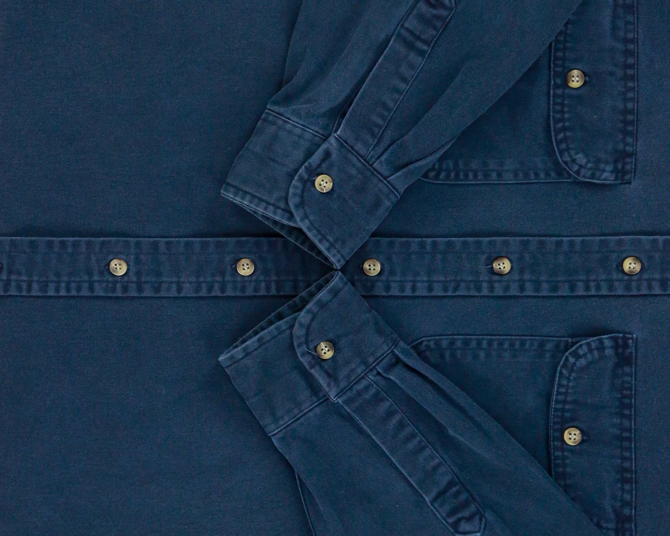 Vintage Y2K 00s Woolrich Navy Brushed Collar Long Sleeve Denim Shirt - L