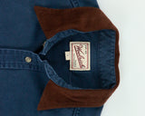 Vintage Y2K 00s Woolrich Navy Brushed Collar Long Sleeve Denim Shirt - L