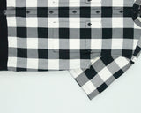 Helmut Lang Buffalo Plaid Ribbed Short Sleeve Grandad Collar Shirt - L