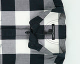 Helmut Lang Buffalo Plaid Ribbed Short Sleeve Grandad Collar Shirt - L