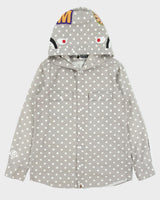2018 A Bathing Ape Polkadot Shark Long Sleeve Hooded Denim Shirt - L