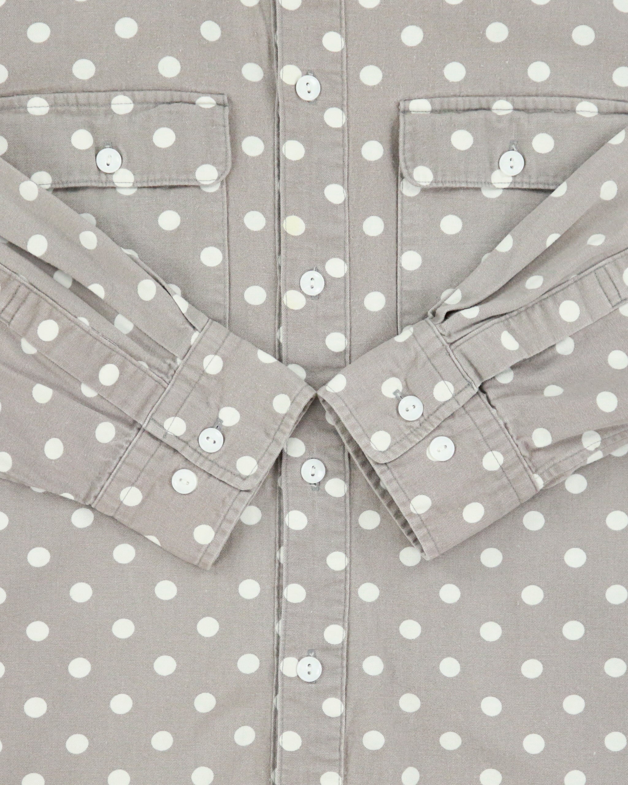2018 A Bathing Ape Polkadot Shark Long Sleeve Hooded Denim Shirt - L