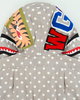 2018 A Bathing Ape Polkadot Shark Long Sleeve Hooded Denim Shirt - L