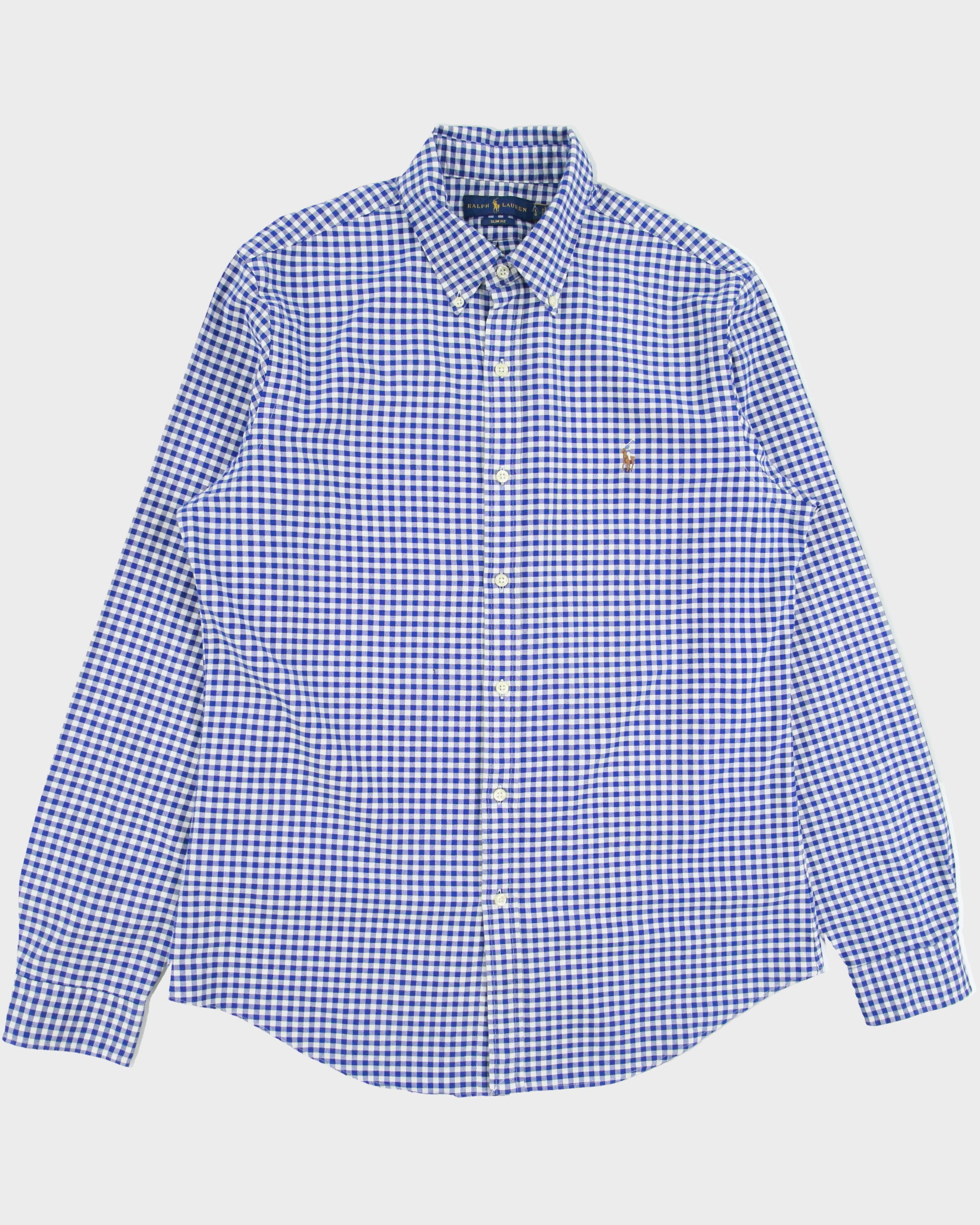 Vintage Ralph Lauren Slim Fit Checked Long Sleeve Shirt - L