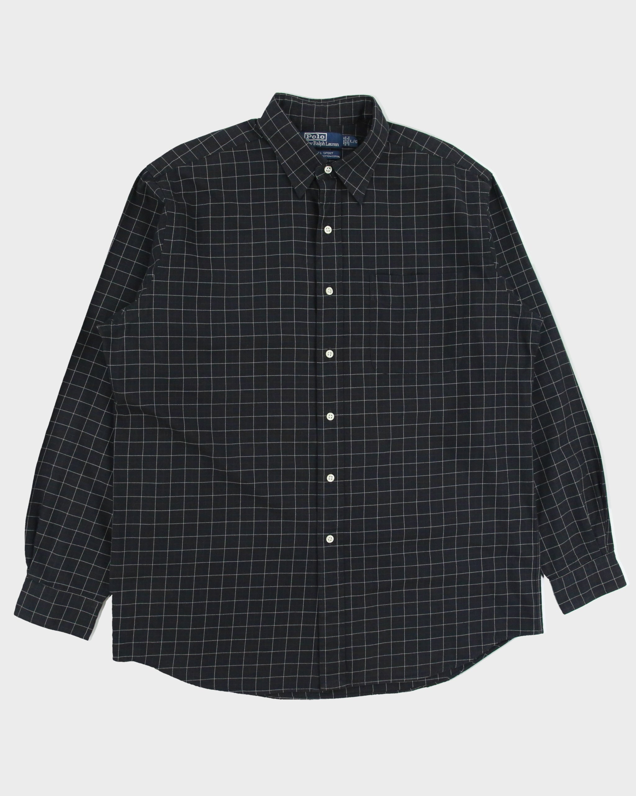 Vintage 1990s Polo Ralph Lauren Lowell Sport Checked Long Sleeve Shirt - L