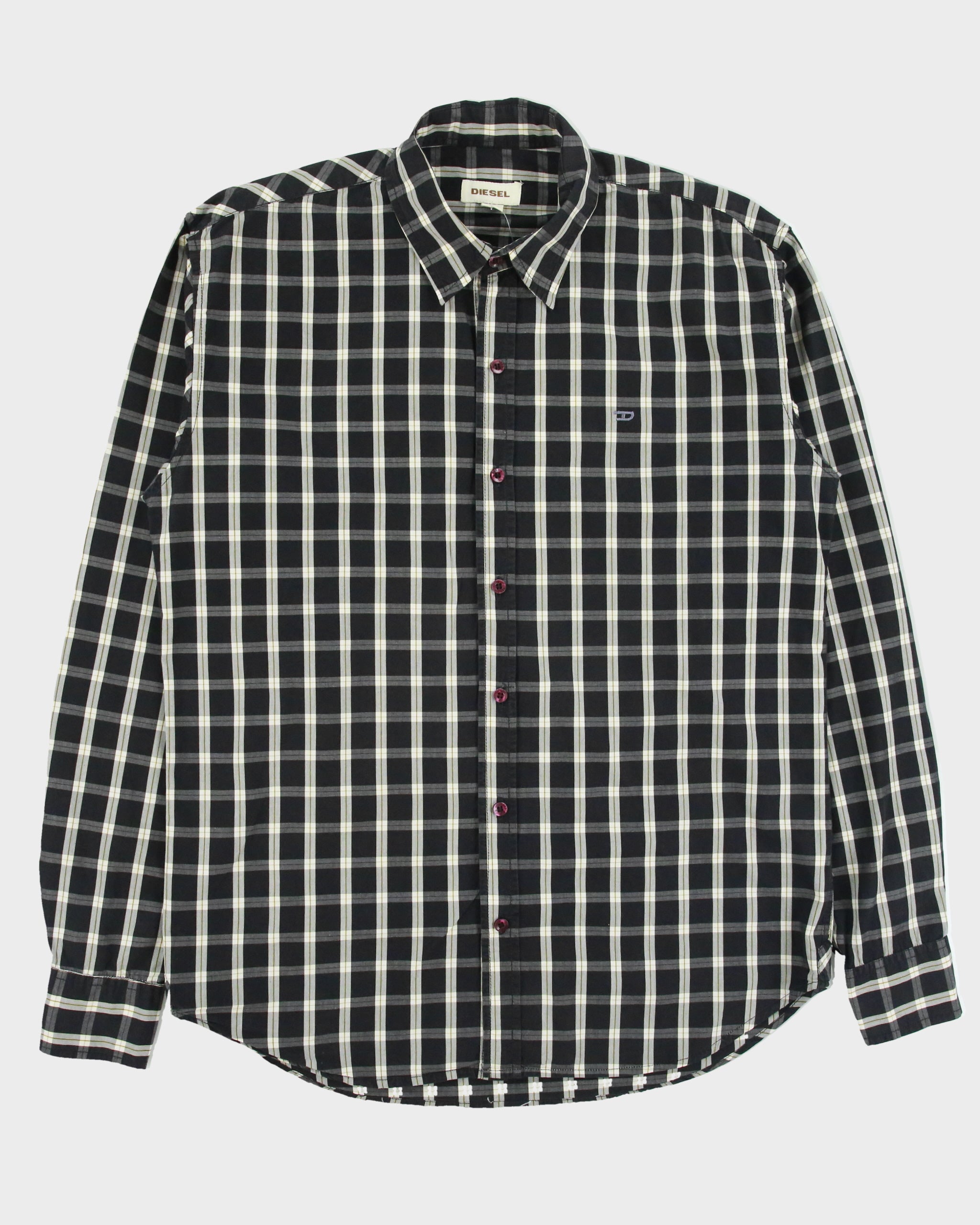 Vintage Y2K 00s Diesel Checked Long Sleeve Shirt - XL