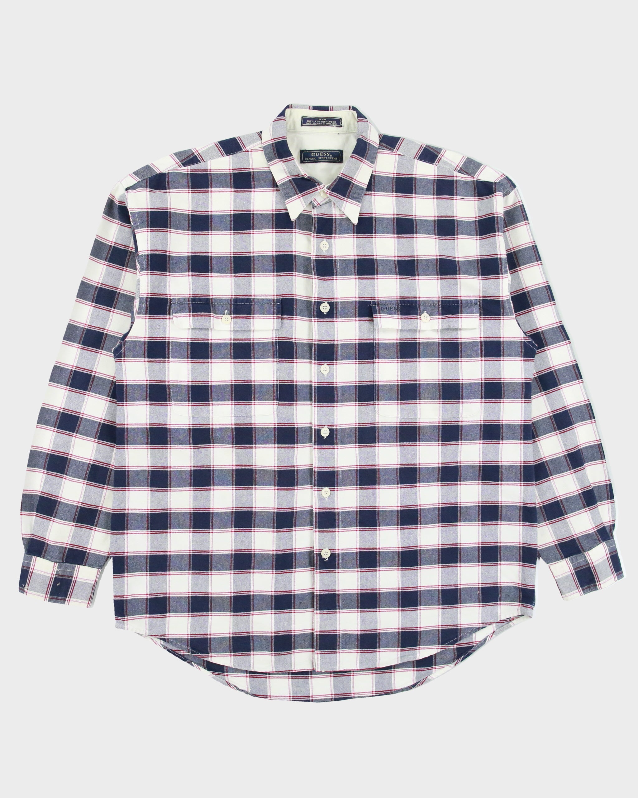 Vintage 1990s Guess heavyweight Checked Long Sleeve Shirt - M