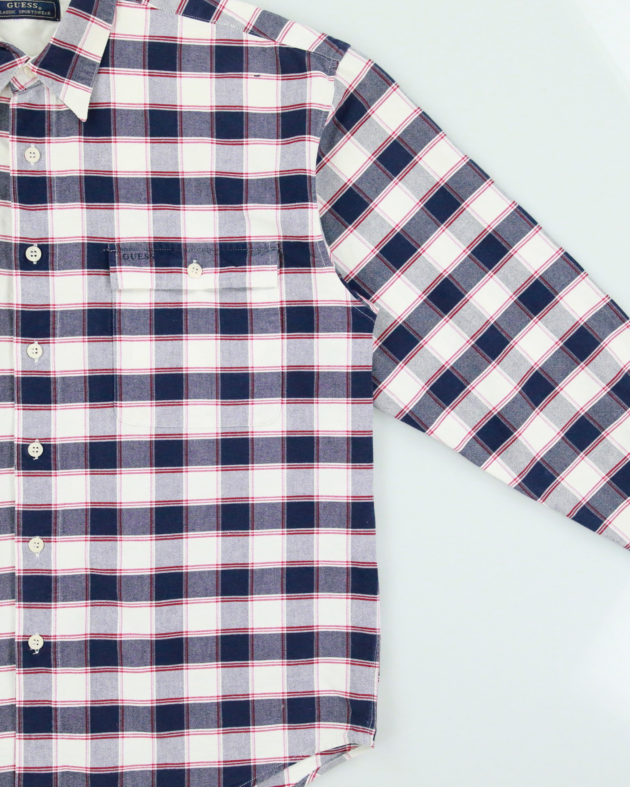 Vintage 1990s Guess heavyweight Checked Long Sleeve Shirt - M