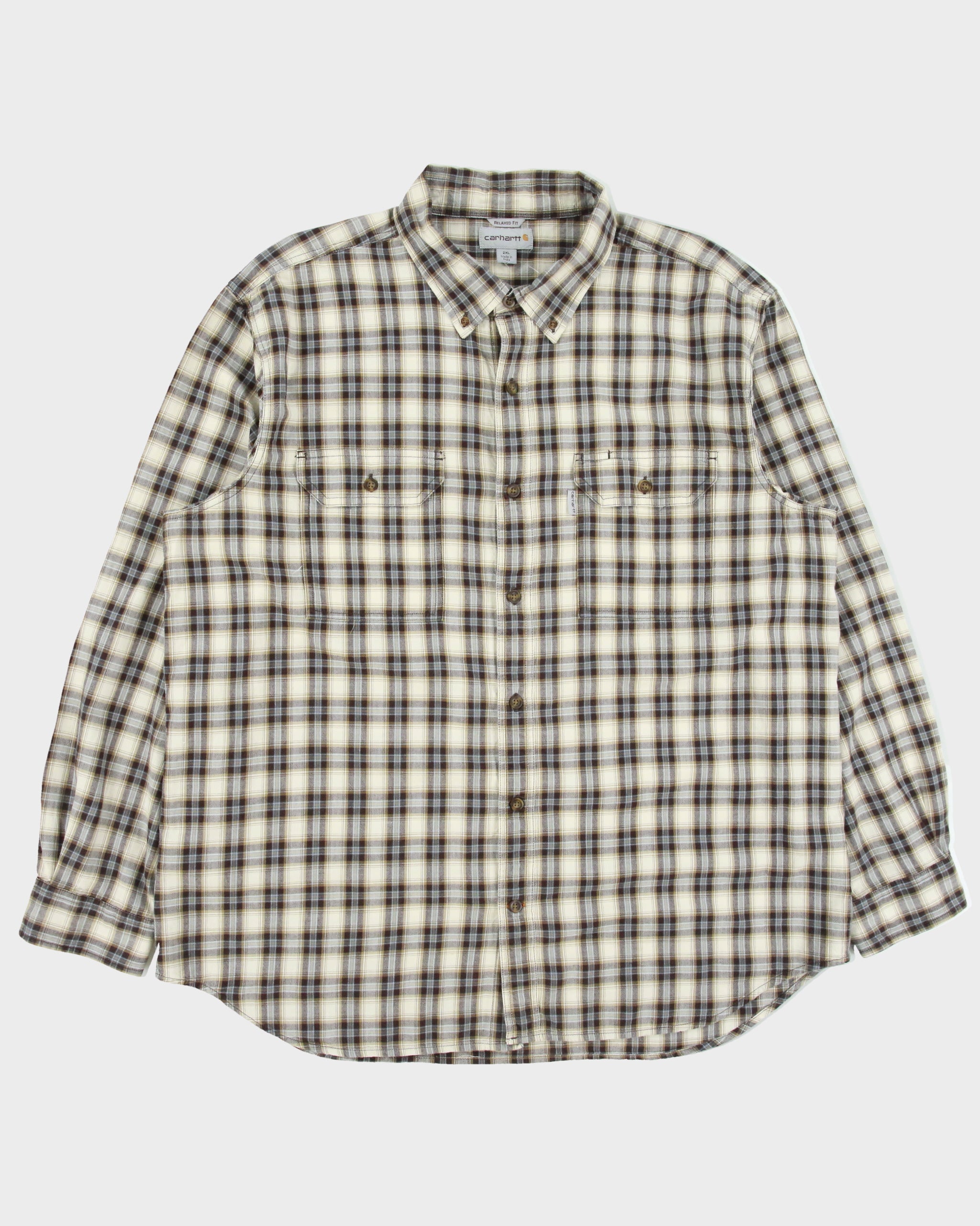 Vintage Carhartt Relaxed Fit Checked Long Sleeve Shirt - XXL