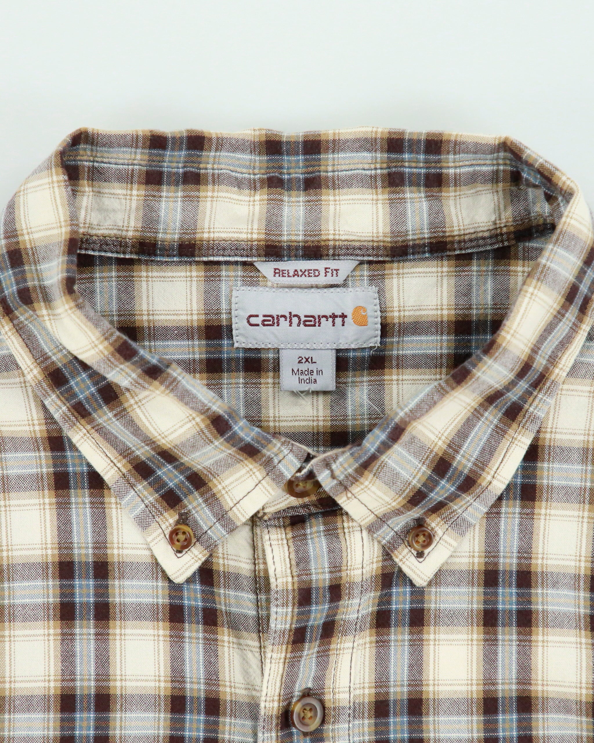 Vintage Carhartt Relaxed Fit Checked Long Sleeve Shirt - XXL