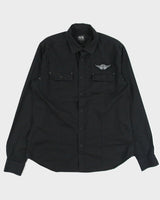 Vintage Y2K 00s Armani Exchange Snap Button Velcro Patch Long Sleeve Shirt - L