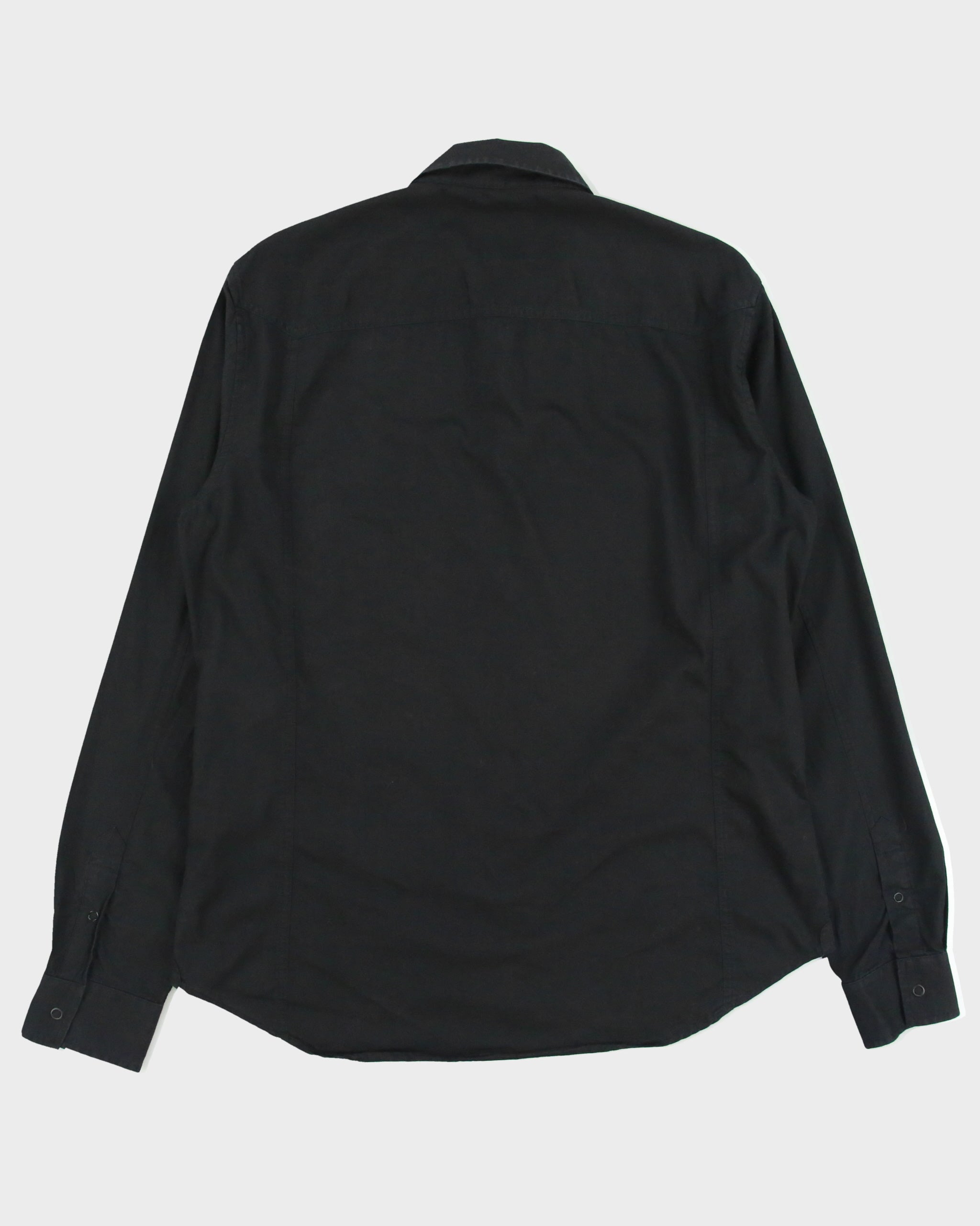 Vintage Y2K 00s Armani Exchange Snap Button Velcro Patch Long Sleeve Shirt - L