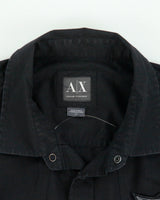 Vintage Y2K 00s Armani Exchange Snap Button Velcro Patch Long Sleeve Shirt - L