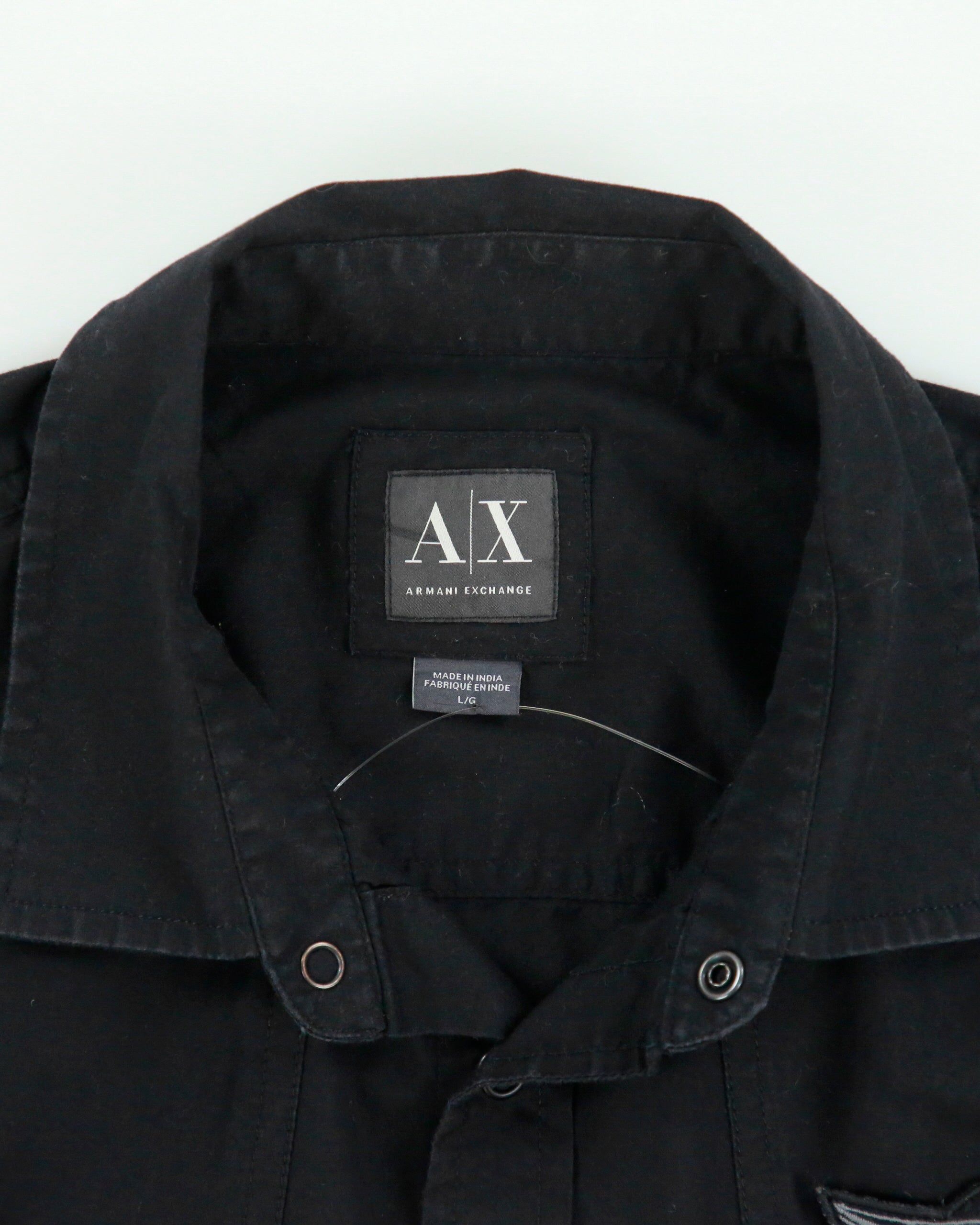 Vintage Y2K 00s Armani Exchange Snap Button Velcro Patch Long Sleeve Shirt - L