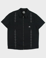 Lurking Class Chain Embroidered Canvas Short Sleeve Zip Utility Shirt - L