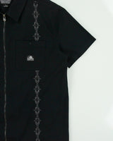 Lurking Class Chain Embroidered Canvas Short Sleeve Zip Utility Shirt - L