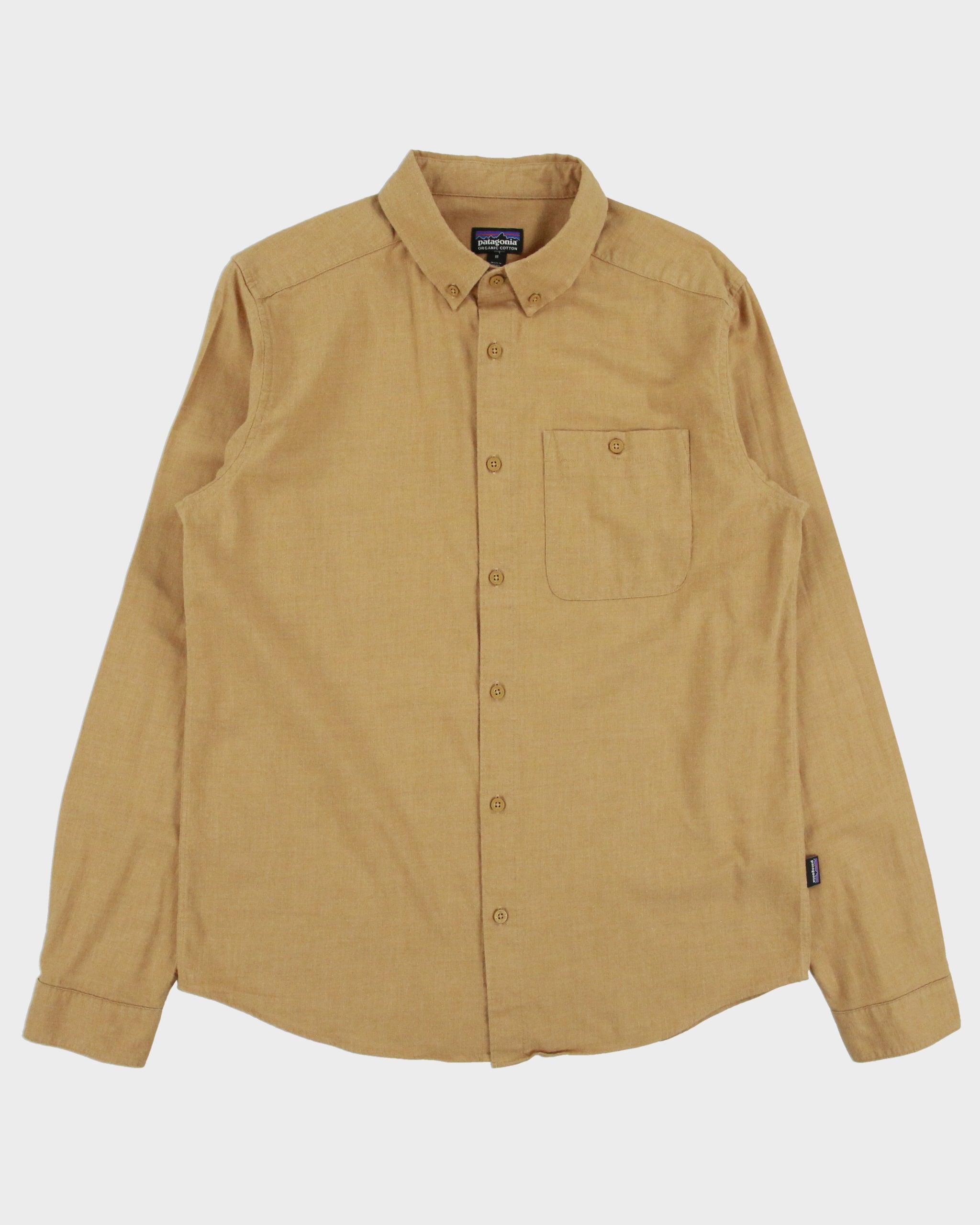 Vintage Patagonia Tan Organic Linen Look Long Sleeve Hart Shirt - M