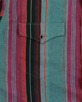 Vintage 1980s Wrangler Striped Snap Button Cowboy Cut Regular Fit Made In USA Short Sleeve Western Shirt - L