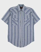 Vintage Y2K 00s Plains Striped Pearl Snap Button Short Sleeve Western Shirt - S