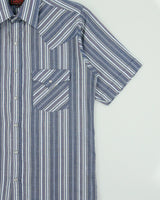 Vintage Y2K 00s Plains Striped Pearl Snap Button Short Sleeve Western Shirt - S