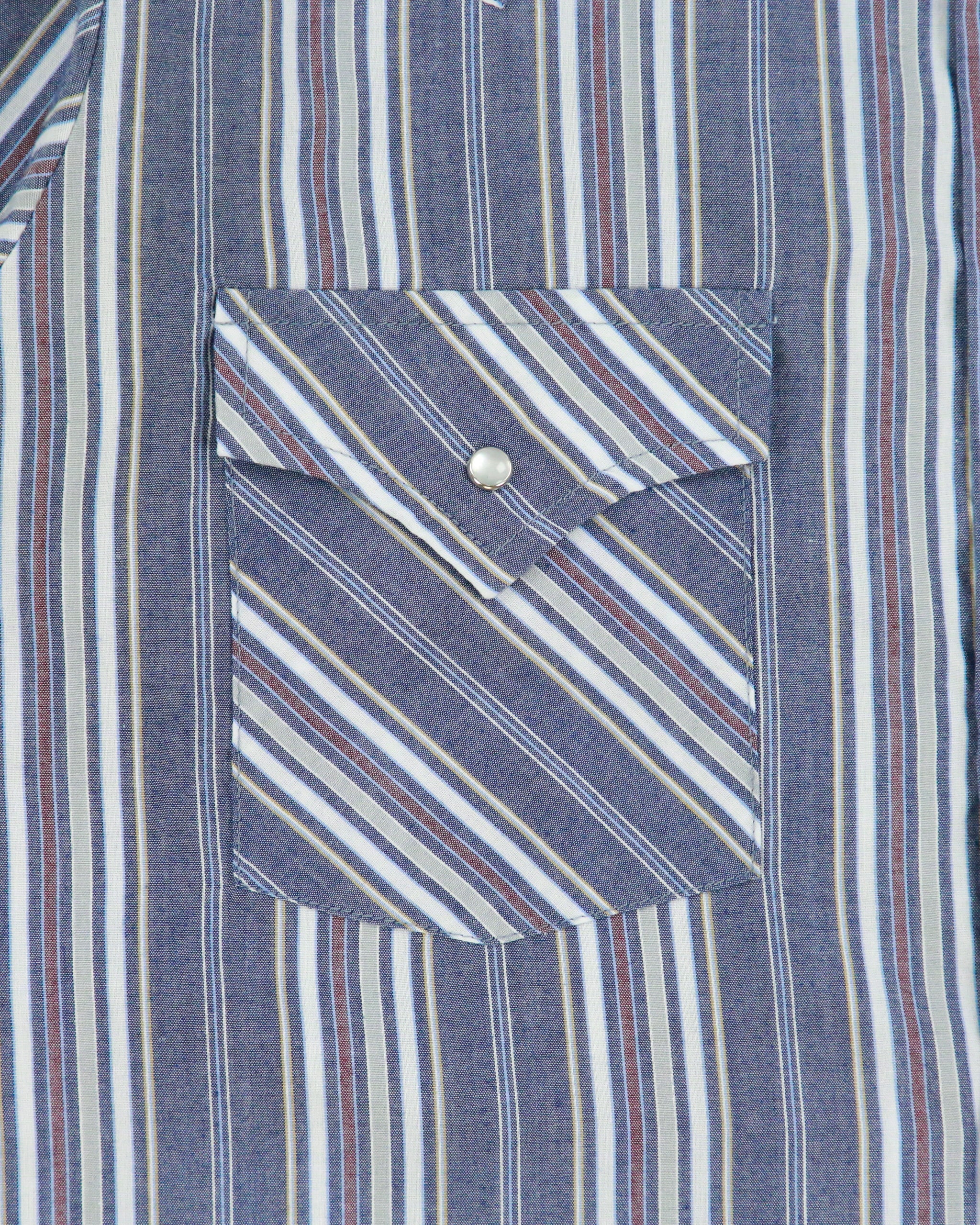 Vintage Y2K 00s Plains Striped Pearl Snap Button Short Sleeve Western Shirt - S