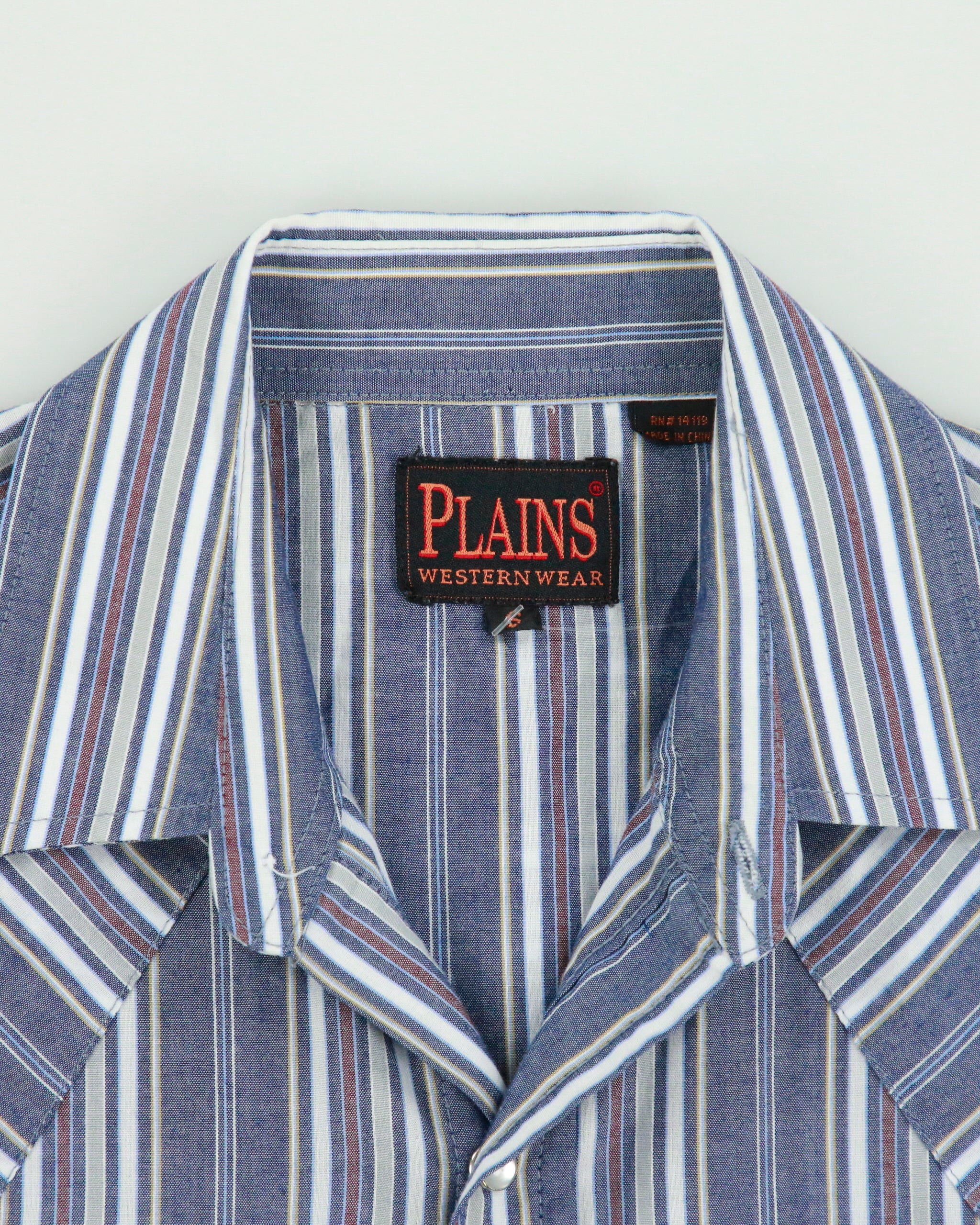 Vintage Y2K 00s Plains Striped Pearl Snap Button Short Sleeve Western Shirt - S