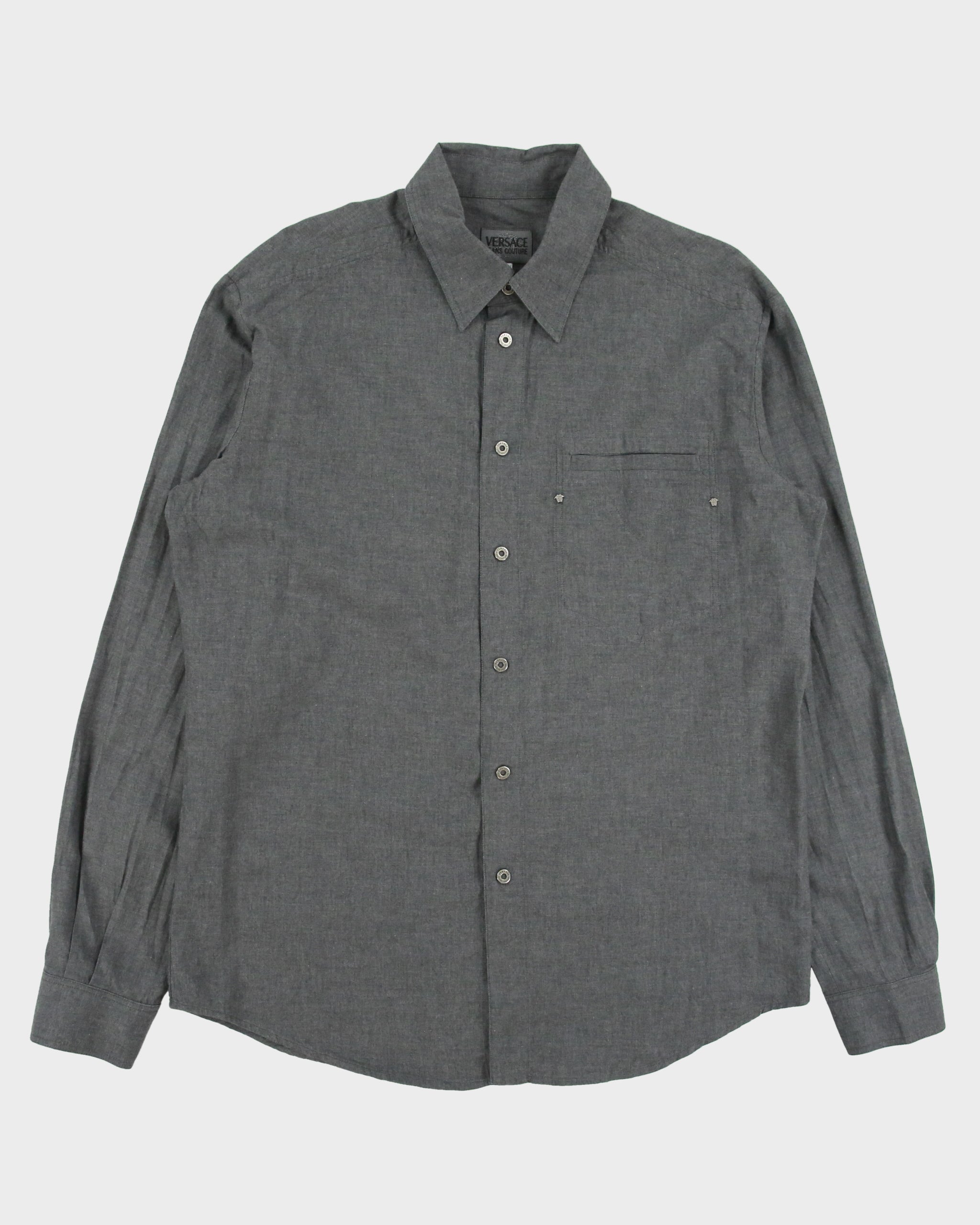 Vintage Y2K 00s Versace Jeans Couture Snap Button Long Sleeve Chambray Shirt - XL