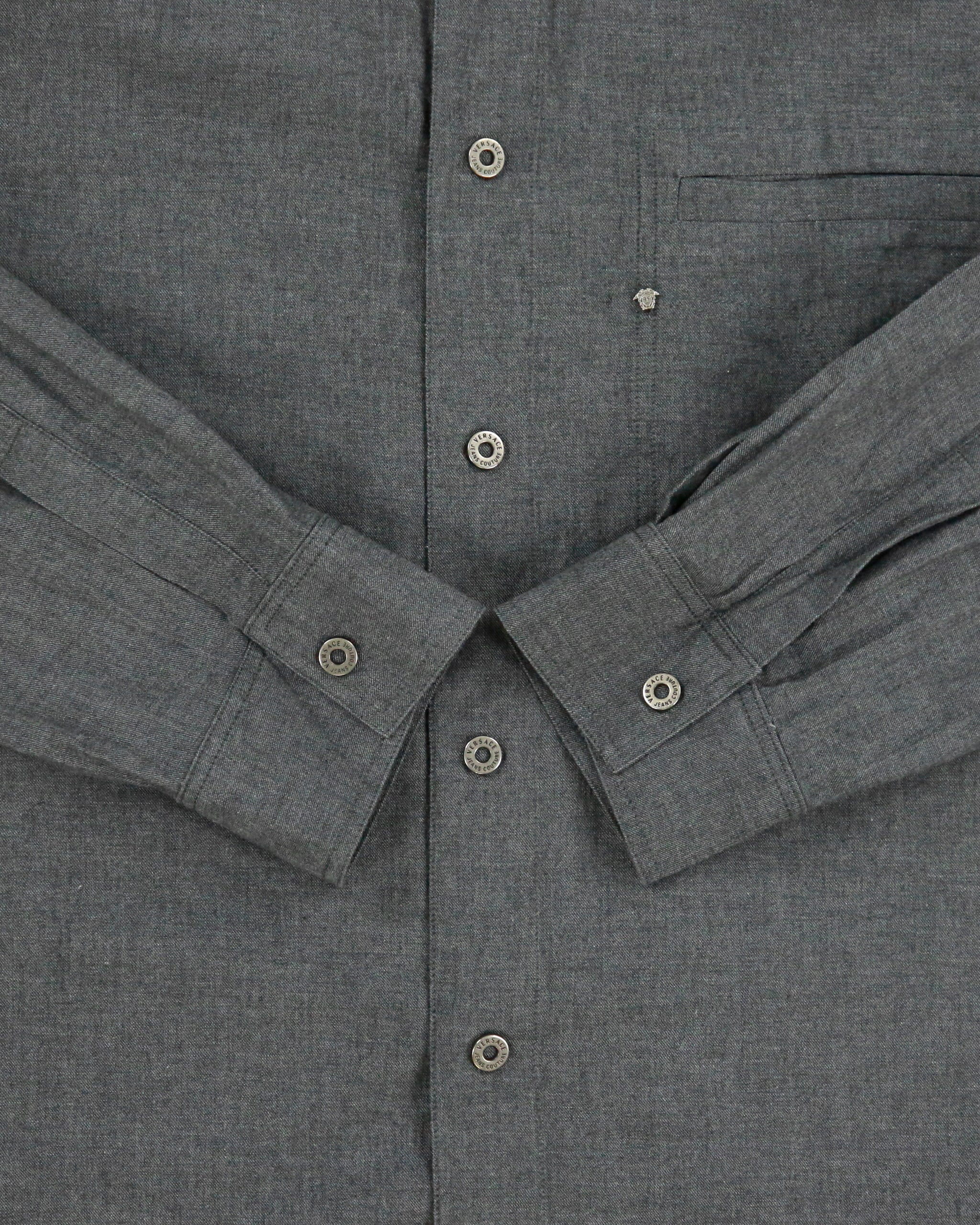 Vintage Y2K 00s Versace Jeans Couture Snap Button Long Sleeve Chambray Shirt - XL