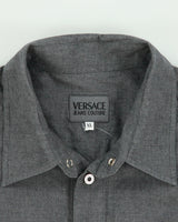 Vintage Y2K 00s Versace Jeans Couture Snap Button Long Sleeve Chambray Shirt - XL