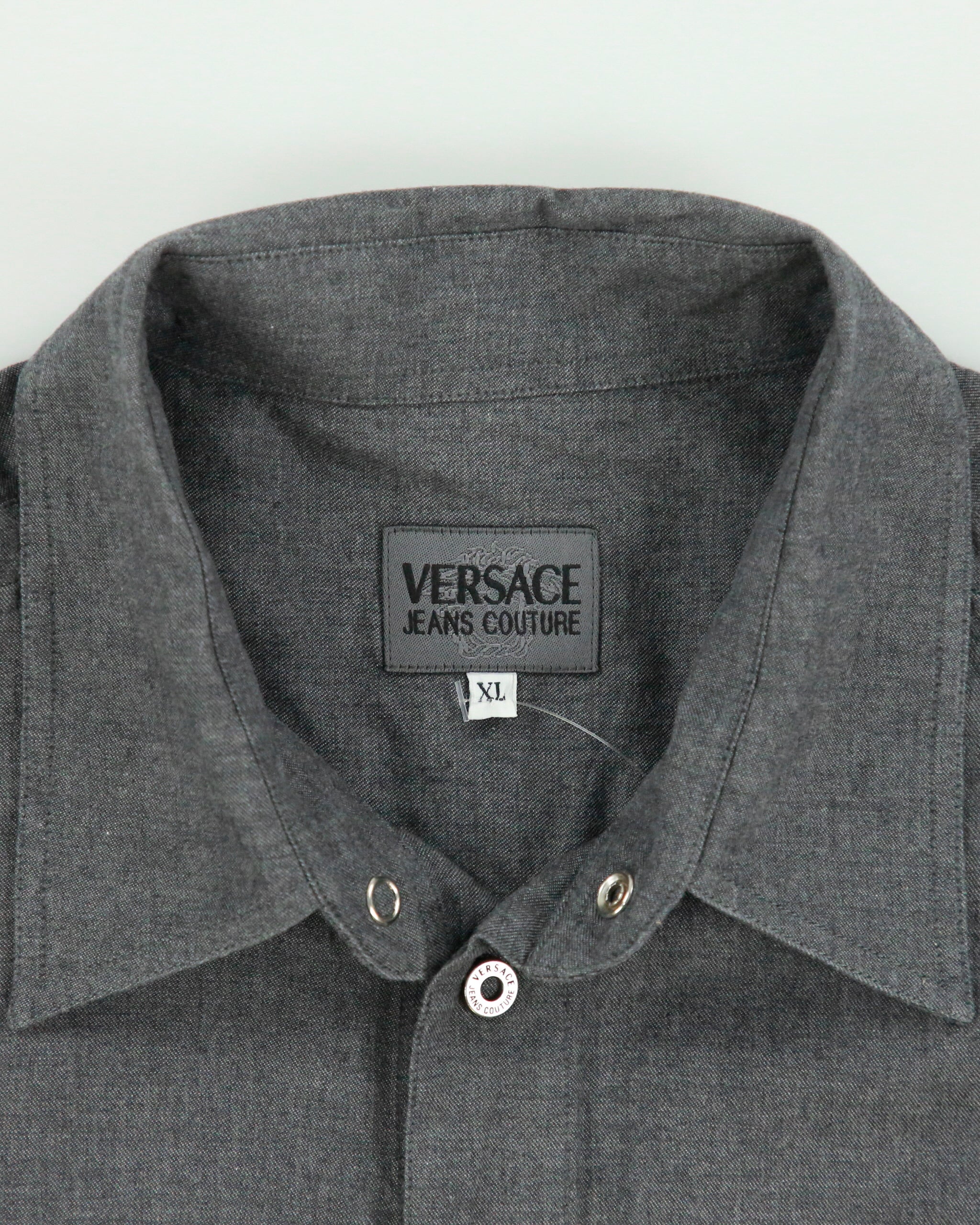 Vintage Y2K 00s Versace Jeans Couture Snap Button Long Sleeve Chambray Shirt - XL