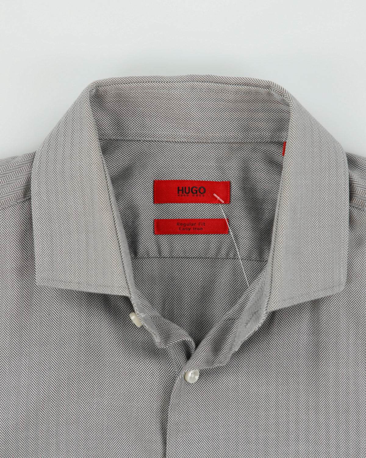 Vintage Y2K 00s Hugo Boss Herringbone Regular Fit Long Sleeve Shirt - L