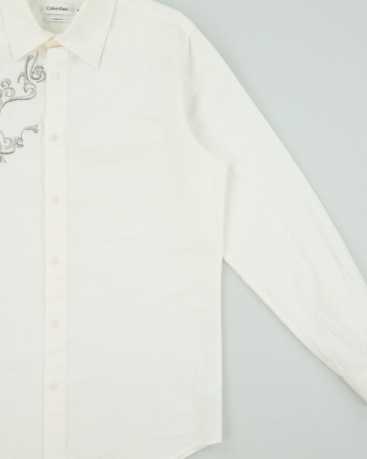 Vintage Y2K 00s Calvin Klein Pattern Striped Modern Fit Long Sleeve Shirt - M