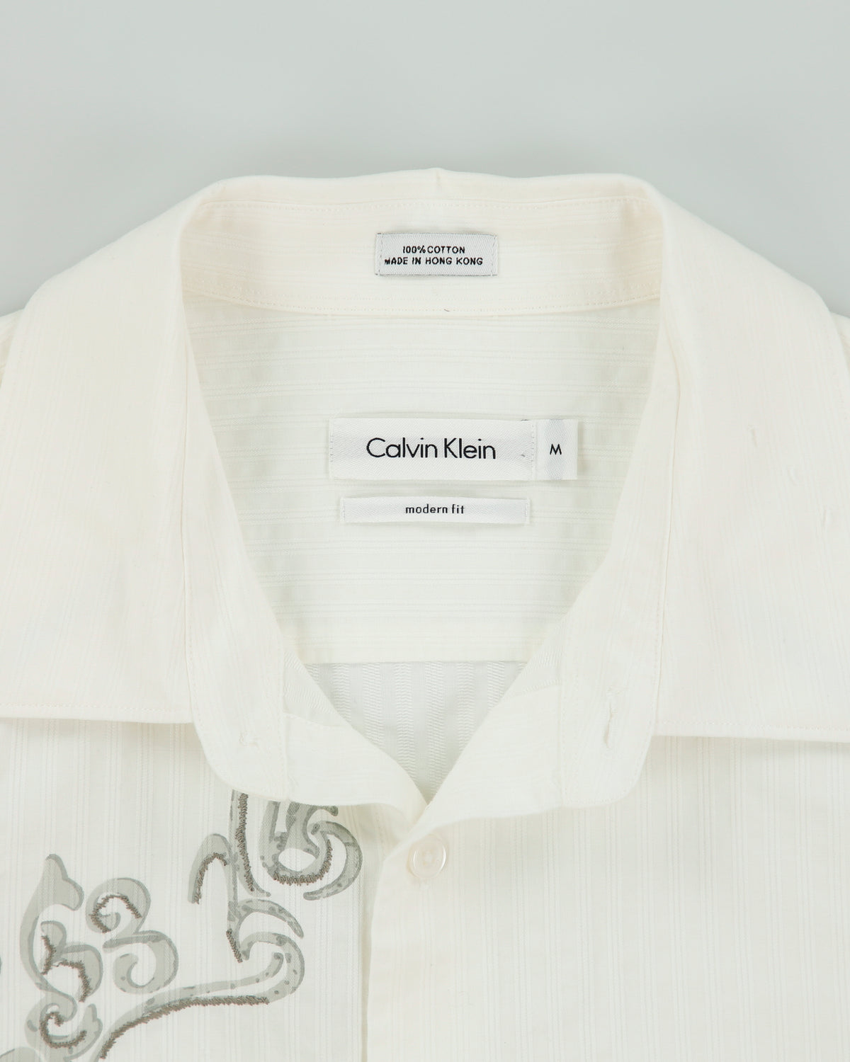 Vintage Y2K 00s Calvin Klein Pattern Striped Modern Fit Long Sleeve Shirt - M
