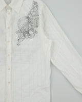 Vintage Y2K 00s Redsquad Pattern Striped Long Sleeve Deconstructed Shirt - L