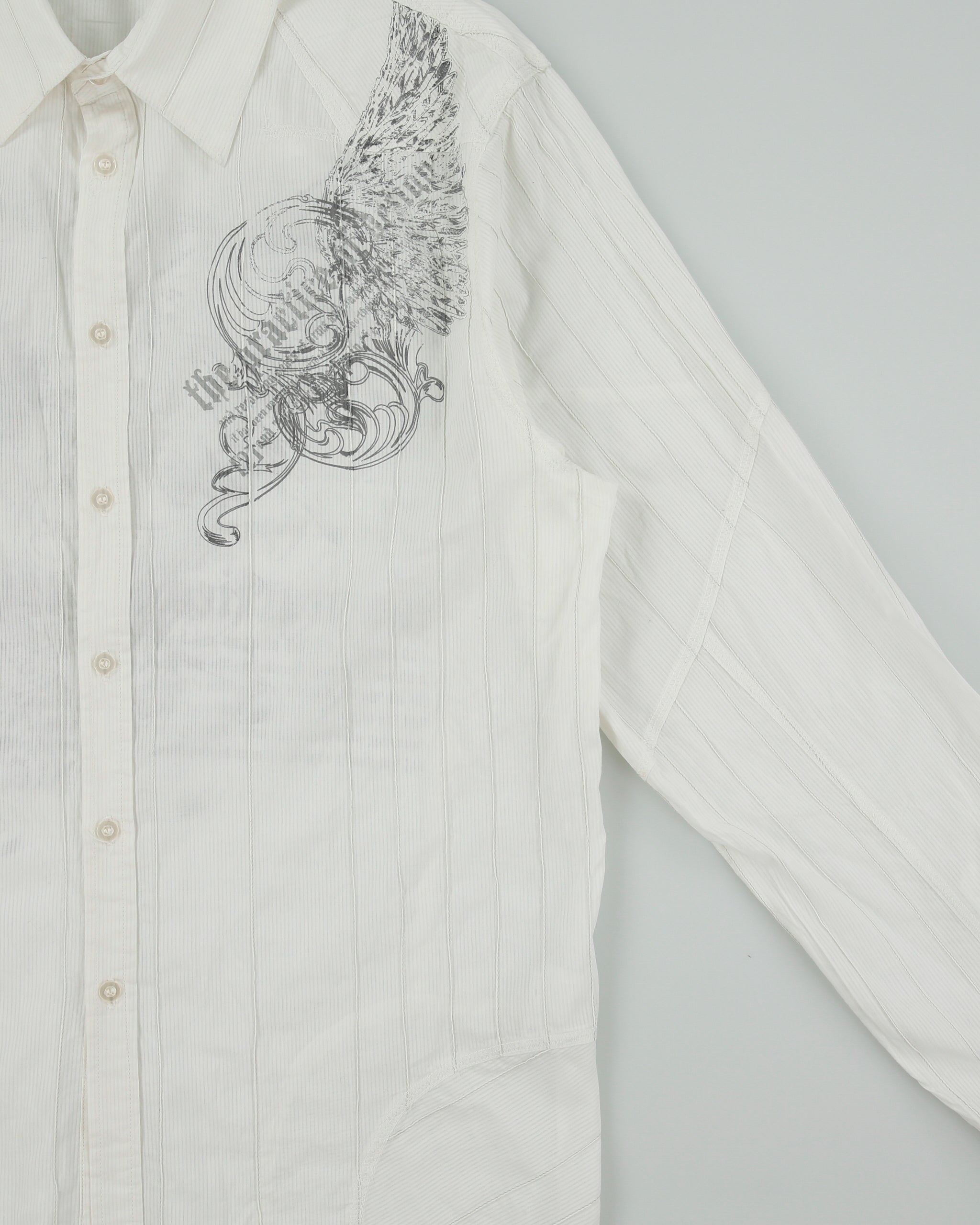 Vintage Y2K 00s Redsquad Pattern Striped Long Sleeve Deconstructed Shirt - L