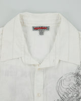Vintage Y2K 00s Redsquad Pattern Striped Long Sleeve Deconstructed Shirt - L