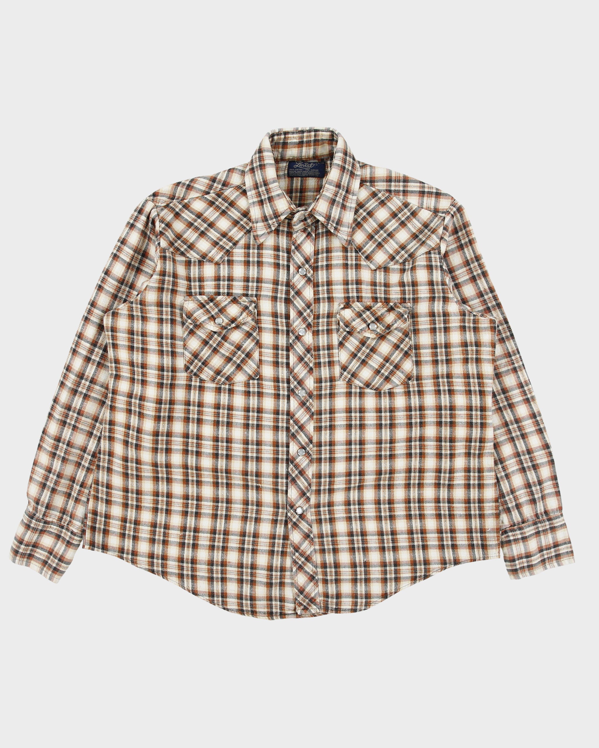 Vintage 1970s Levis Snap Button Long Sleeve Western Plaid Flannel Shirt - L