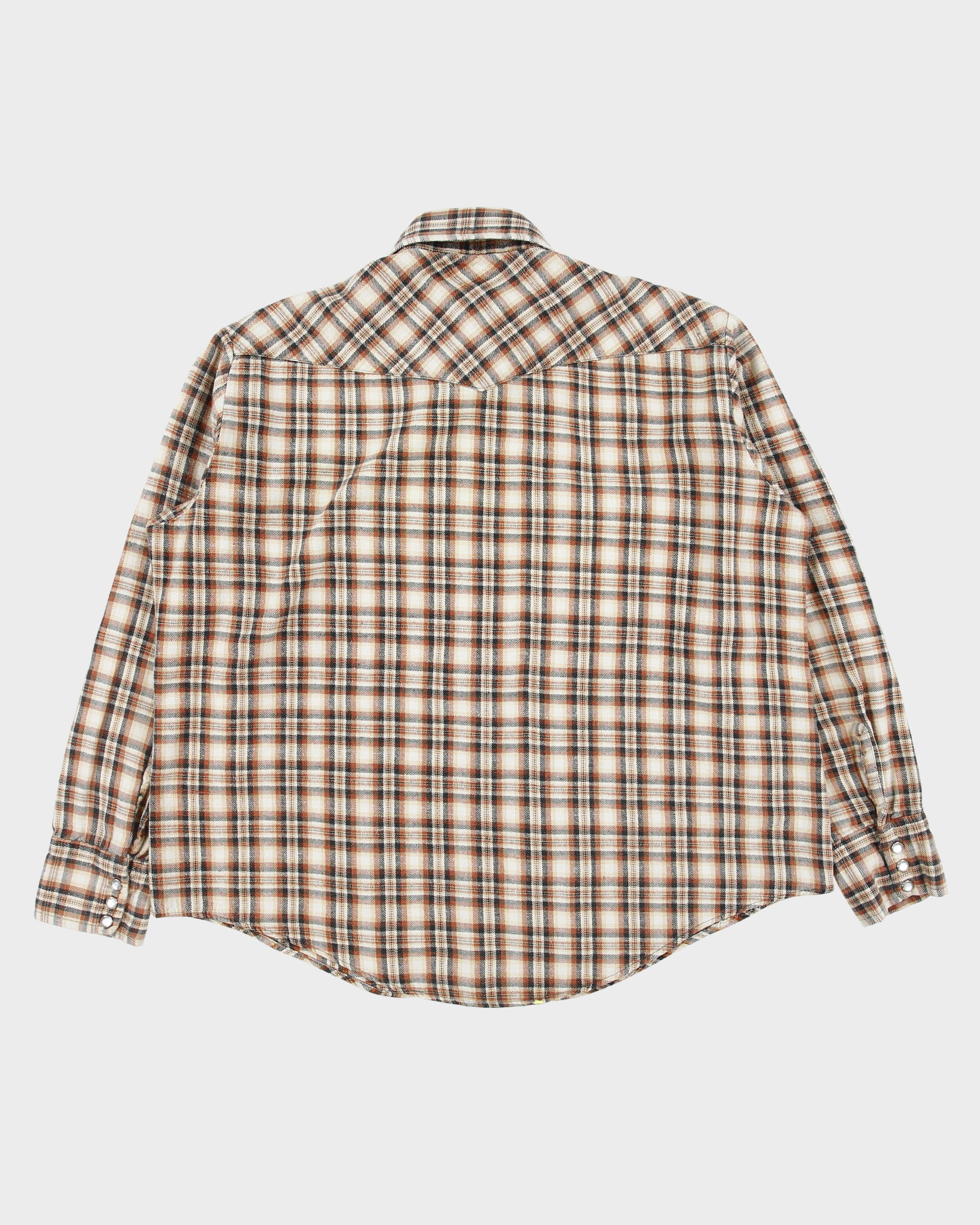 Vintage 1970s Levis Snap Button Long Sleeve Western Plaid Flannel Shirt - L