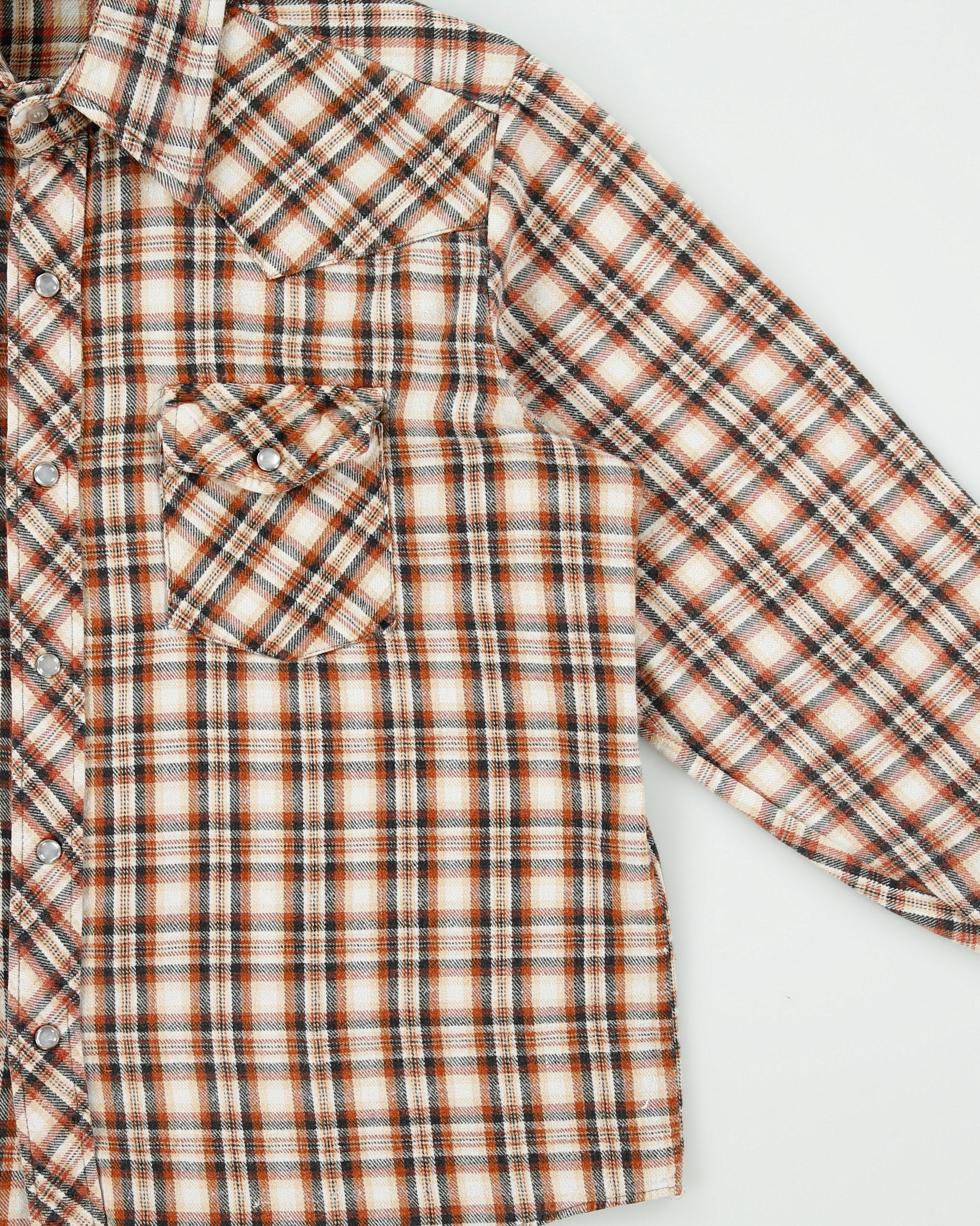 Vintage 1970s Levis Snap Button Long Sleeve Western Plaid Flannel Shirt - L