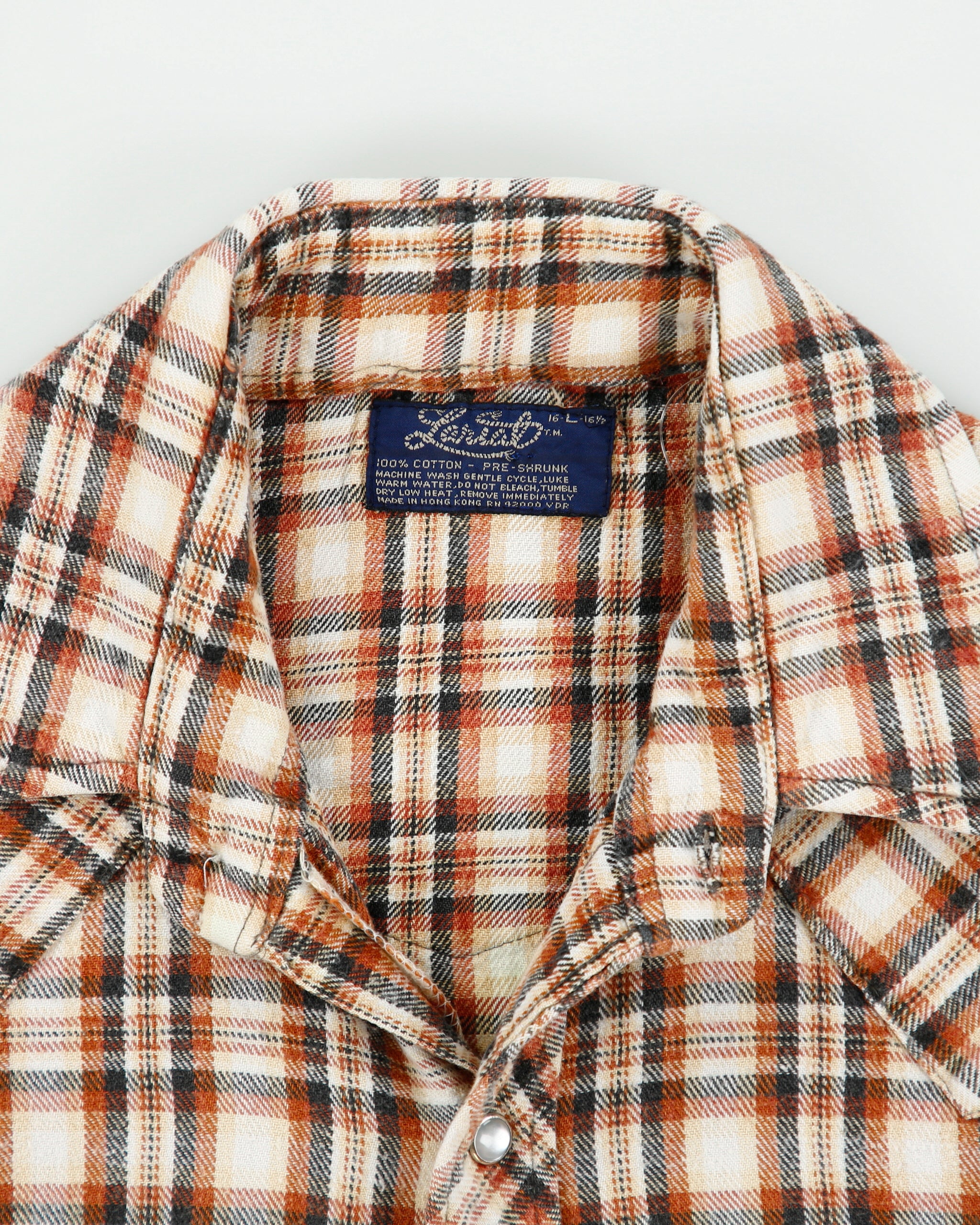Vintage 1970s Levis Snap Button Long Sleeve Western Plaid Flannel Shirt - L