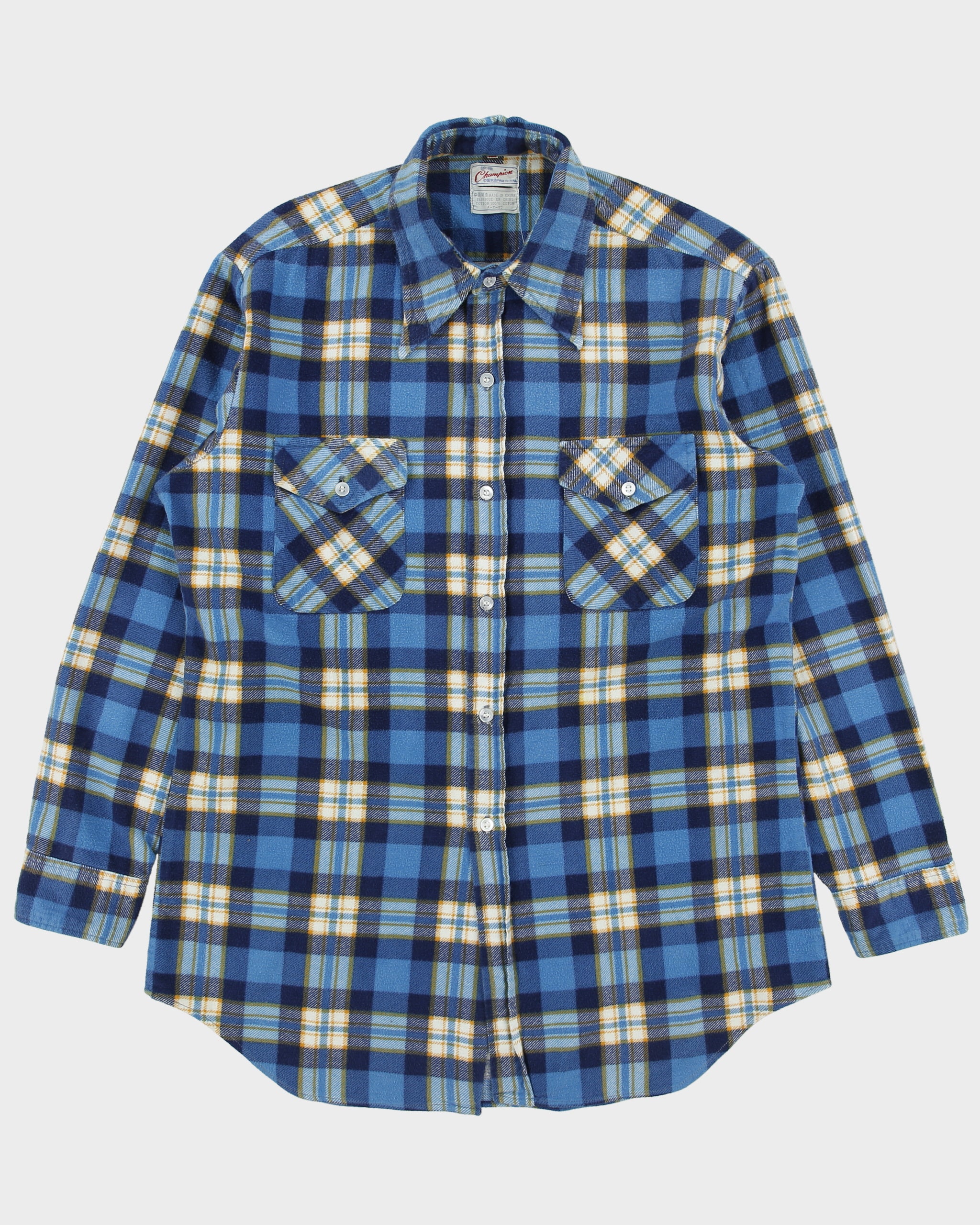 Vintage 1970s Champion Long Sleeve Western Plaid Flannel Shirt - M