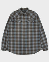 Vintage Eddie Bauer Classic Fit Snap Button Long Sleeve Plaid Flannel Shirt - XL