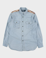 Vintage Y2K 00s Polo Ralph Lauren Distressed Navajo Long Sleeve Denim Ranch Shirt - M