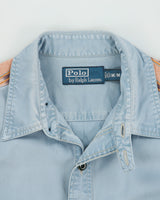 Vintage Y2K 00s Polo Ralph Lauren Distressed Navajo Long Sleeve Denim Ranch Shirt - M