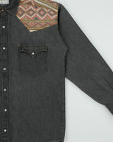 Vintage 1990s NAF NAF Navajo Denim Pearl Snap Button Long Sleeve Western Shirt - L
