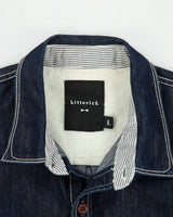 Vintage Kitterick Raw Indigo Denim Contrast Stitch Lambskin Long Sleeve Workwear Shirt - S